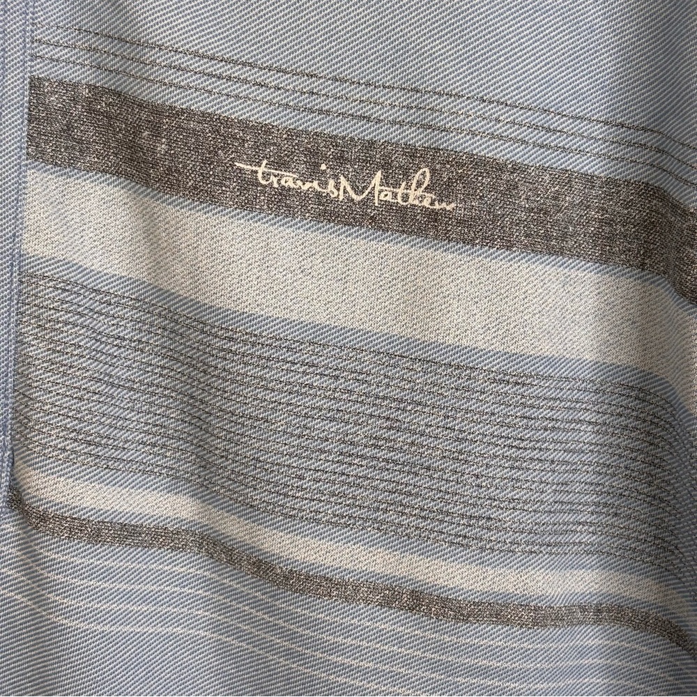 Travis Mathew Mens L Blue White Chest Stripe Performance Tech Golf Polo - Picture 4 of 9